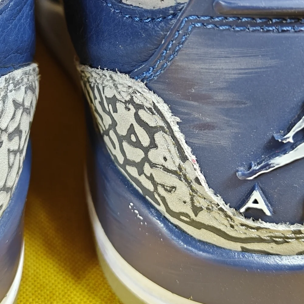 Jordan 3 Retro Georgetown Navy Gray Basketball Sneakers Men's Shoes Size 8
